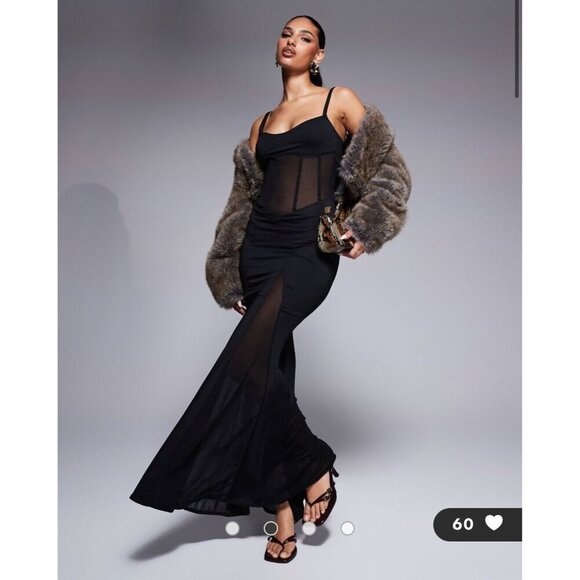 OW Collection Serenity Maxi Dress Evening Gown Black Womens Size Small